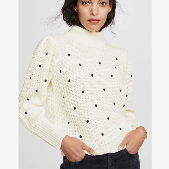 English Factory Smocked Polka Dot Embroidered Sweater M - Picture 2 of 11